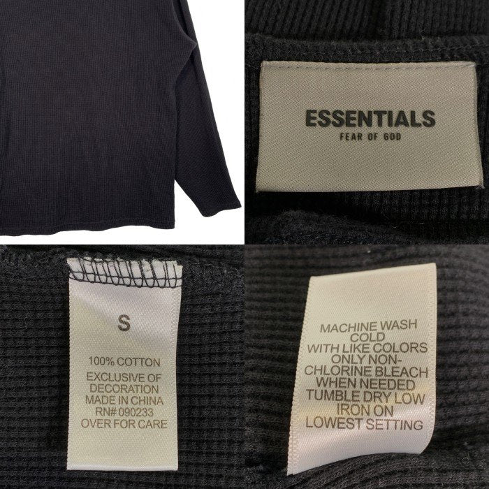 ESSENTIALS エッセンシャルズ ヘンリーネック サーマル ロングスリーブTシャツ ブラック オーバーサイズ Size S 福生店