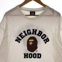 A BATHING APE アベイシングエイプ NEIGHBORHOOD ネイバーフッド プリントTシャツ ホワイト 001TEJ231901C Size 3XL 福生店