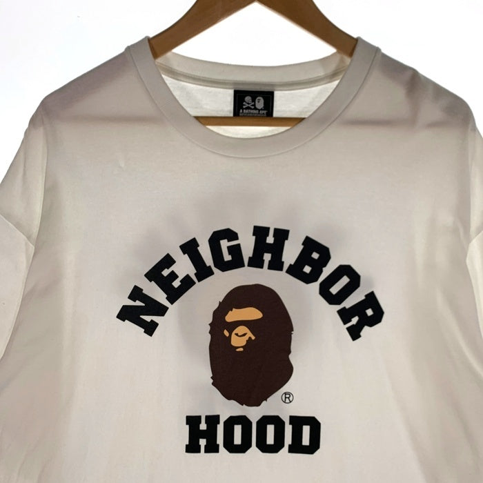 A BATHING APE アベイシングエイプ NEIGHBORHOOD ネイバーフッド プリントTシャツ ホワイト 001TEJ231901C Size 3XL 福生店