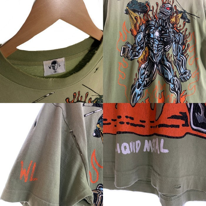 Warren Lotas ウォーレンロータス IIQUID METAL ダメージ加工 半袖 Tシャツ グリーン Size L 福生店