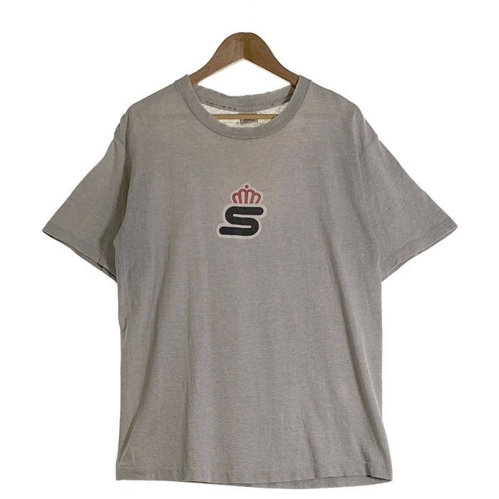 90's STUSSY ステューシー 王冠Sロゴプリント Tシャツ グレー USA製 白タグ Size L 福生店