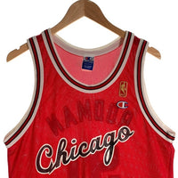 90's Champion チャンピオン Chicago Bulls シカゴブルズ DENIS RODMAN デニス ロッドマン NBA 50周年 ゴールドパッチ タンクトップ ユニフォーム レッド USA製 Size 40 福生店