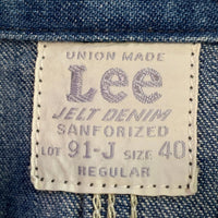 Lee リー 91-J JELT DENIM カバーオール デニムジャケット ライトブルー LM5412 中国製 Size L 福生店