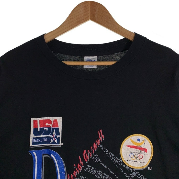 90's 1992 USA BASKETBALL バスケットボール バルセロナオリンピック 両面プリント Tシャツ 金メダル ブラック SALEM Size XXL 福生店