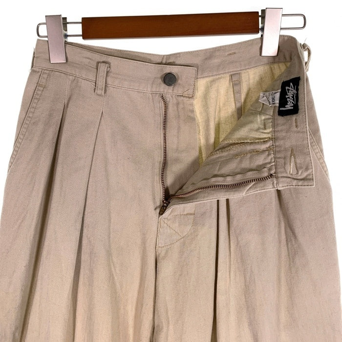 80's STUSSY ステューシー 2タック コットンテーパードパンツ ベージュ USA製 黒タグ Size 30 福生店