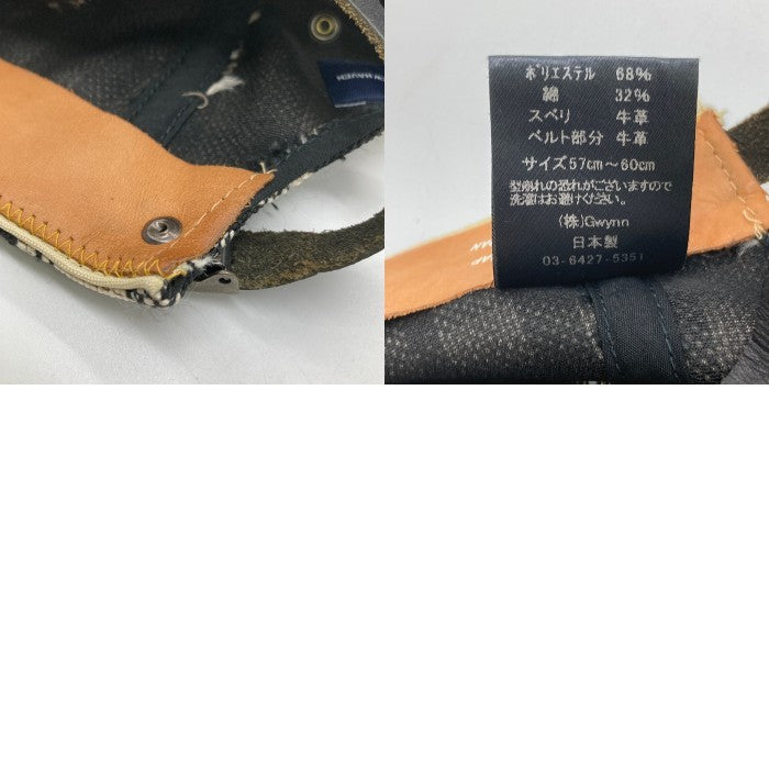 POTEN ポテン J.PRESS ジェイプレス チェック 内側レザー巻 ベースボールキャップ 帽子 ブラック×アイボリー 瑞穂店