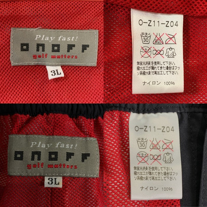 ONOFF オノフ ナイロンジャケット パンツ ブラック レッド ゴルフ 上下セット Size XL 福生店