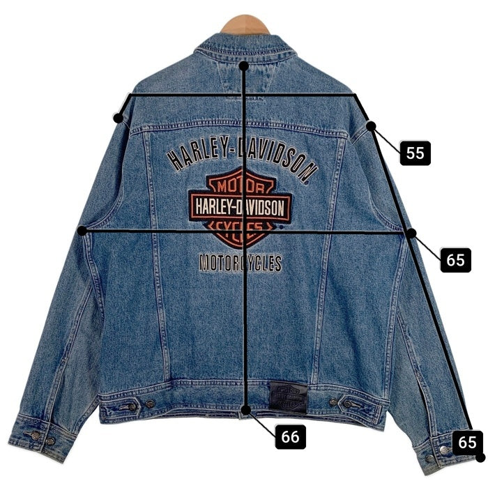 Harley-Davidson ハーレーダビッドソン バー&シールド デニムジャケット バック 刺繡ロゴ ライトブルー Size XL 福生店