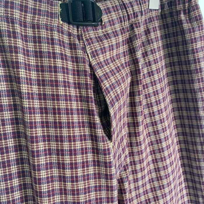 80's STUSSY ステューシー チェック柄 イージーパンツ USA製 黒タグ ベルト ボルドー Size S 福生店