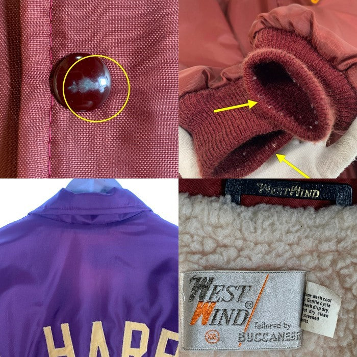 WEST WIND ウエストウィンド SAG HARBOR FIRE DEPT 裏ボア ナイロン コーチジャケット バーガンディー USA製 Size XXL 福生店