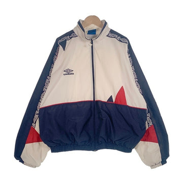 90`s UMBRO アンブロ ナイロン トラックジャケット ホワイト ネイビー レッド Size XXL 福生店