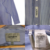 Carhartt WIP カーハートワークインプログレス L/S ASHER SHIRT ロングスリーブ アッシャーシャツ ストライプ ホワイト ブルー スナップボタン Size S 福生店
