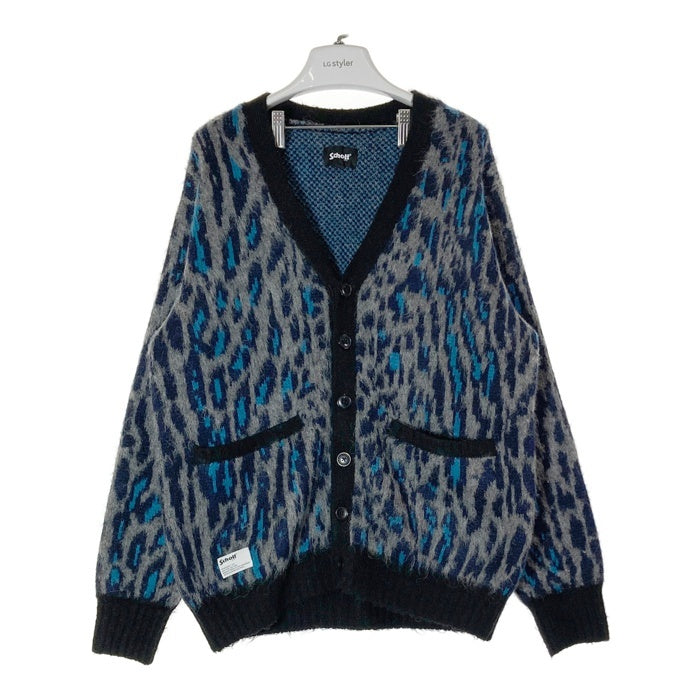 Schott ショット 782-4241001 SHAGGY KNIT LEOPARD シャギーニット レオパード カーディガン ネイビー×グレー sizeM 瑞穂店