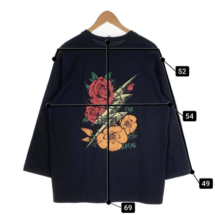 CALEE キャリー プリント ロングスリーブTシャツ 七分袖 ブラック Size L 福生店