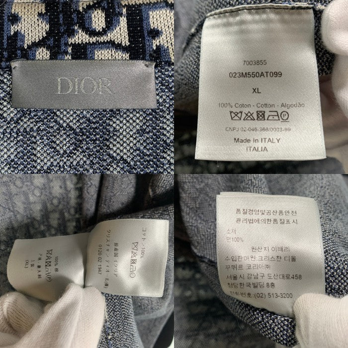 Christian Dior クリスチャンディオール Oblique Overshirt 長袖 ロングスリーブ オブリーク ジャガード オーバーシャツ ネイビー ホワイト 023M550AT099 Size XL 福生店
