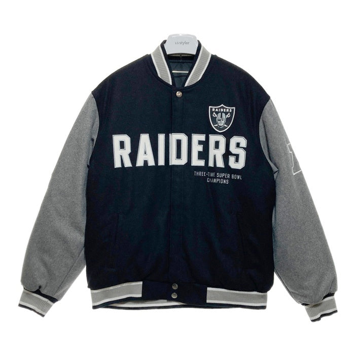 NFL LAS VEGAS RAIDERS ラスベガス・レイダース リバーシブル ウールジャケット スタジャン ブラックxグレー TEAM APPAREL Size L 瑞穂店