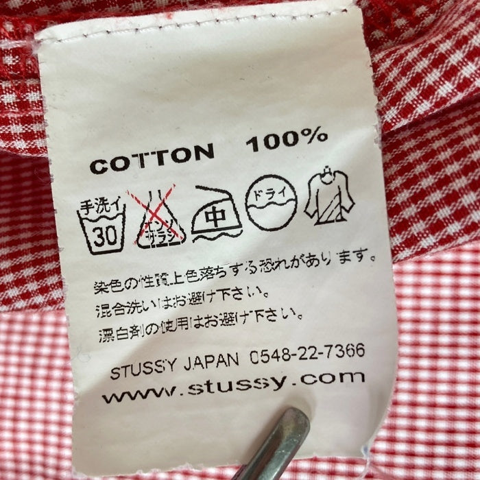 Stussy ステューシー USA製 ギンガムチェック 胸ショーンフォント刺繍 半袖シャツ レッド sizeS 瑞穂店