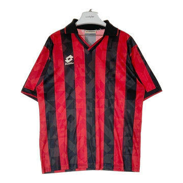 LOTTO ロット ACミラン 93-94 ホーム ブランク ユニフォーム ワッペンロゴなし レッド×ブラック size- 瑞穂店