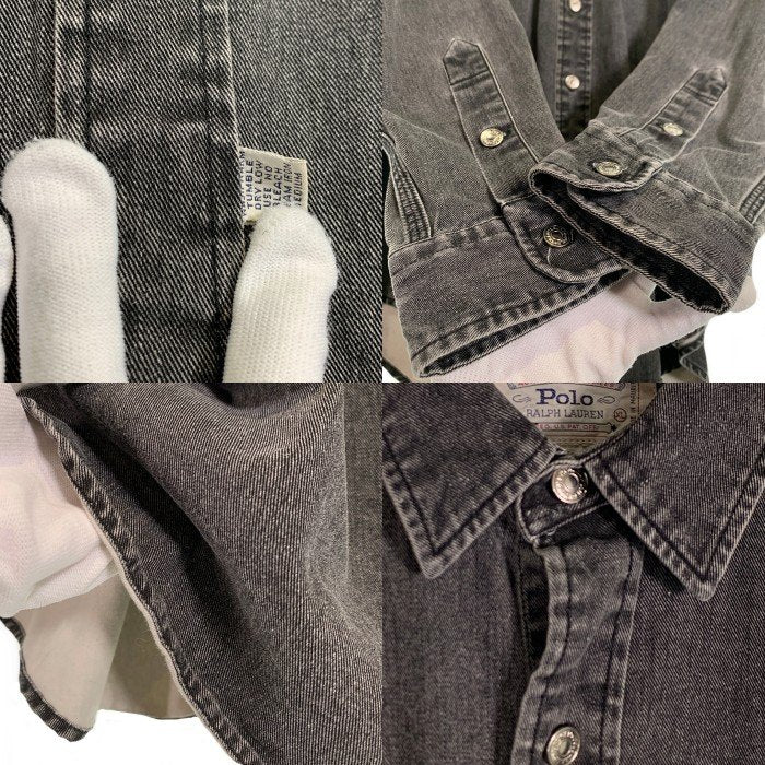 90's Polo Ralph Lauren ポロラルフローレン ブラックデニム ワークシャツ 長袖 メタルボタン Size XL 福生店
