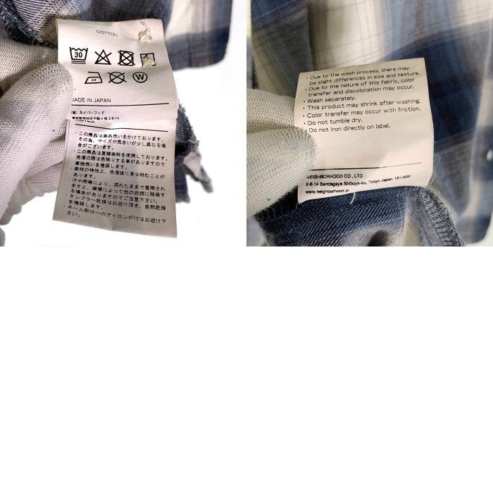 NEIGHBORHOOD ネイバーフッド 21SS B&C C-SHIRT コットンチェックシャツ 長袖 ネイビー ホワイト 211ARNH-SHM03 Size L 福生店