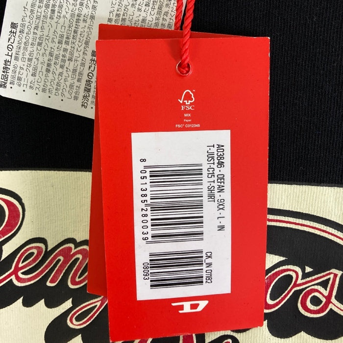 DIESEL ディーゼル A03846 プラスチゾルインクプリント クルーネック Tシャツ ブラック sizeL 瑞穂店