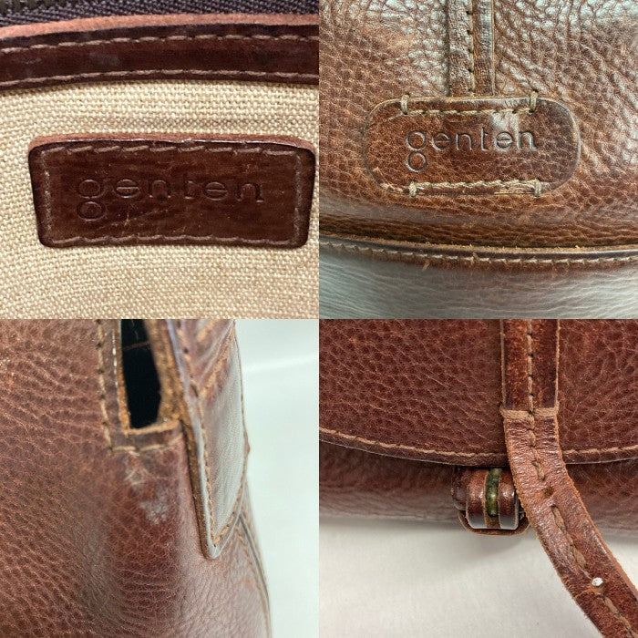 genten ゲンテン レザーショルダーバッグ フラップ ブラウン 瑞穂店