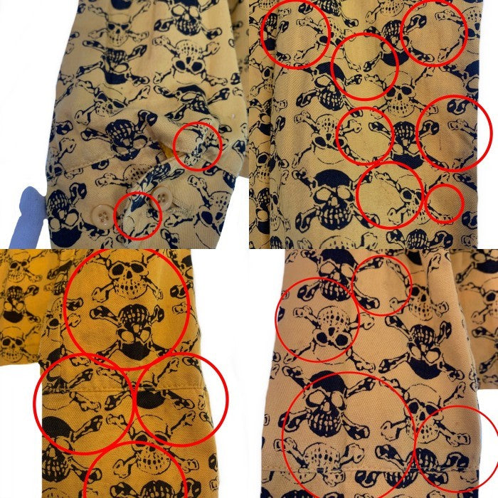 LIFE`S A BEACH ライフズアビーチ 復刻 スカルボーンプリント スウィングトップ ブルゾン ジャケット イエロー 薄手 Size M 福生店