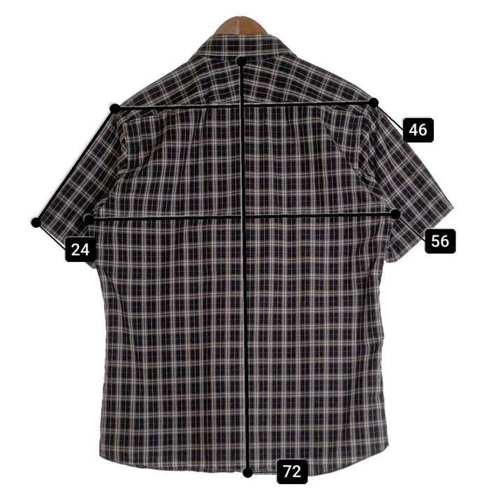 BURBERRY BLACK LABEL バーバリーブラックレーベル コットン チェックシャツ 半袖 ブラック D1M14-113-09 Size 3 福生店