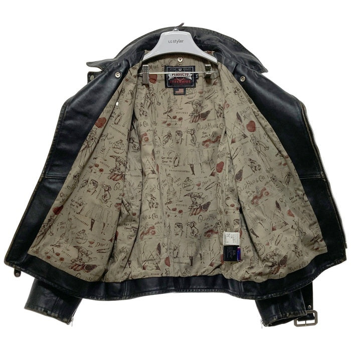 Schott ショット GLAD HAND グラッドハンド ワンスター レザー ダブルライダースジャケット 加工 ハンドペイント ブラック 7659 Size XXL 瑞穂店