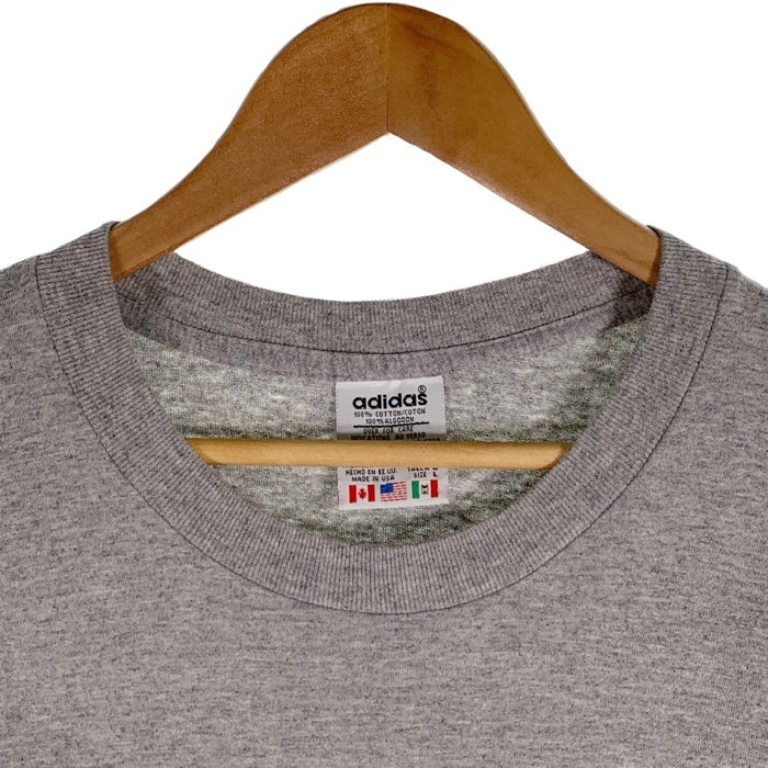 90's adidas アディダス SOCCER ノースカロライナ大学 プリントTシャツ グレー 万国旗タグ USA製 Size L 福生店
