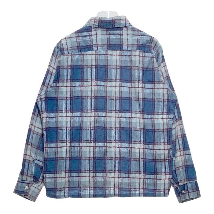 70's Sears シアーズ プリントネル チェックシャツ ブルー Size M 相当 瑞穂店