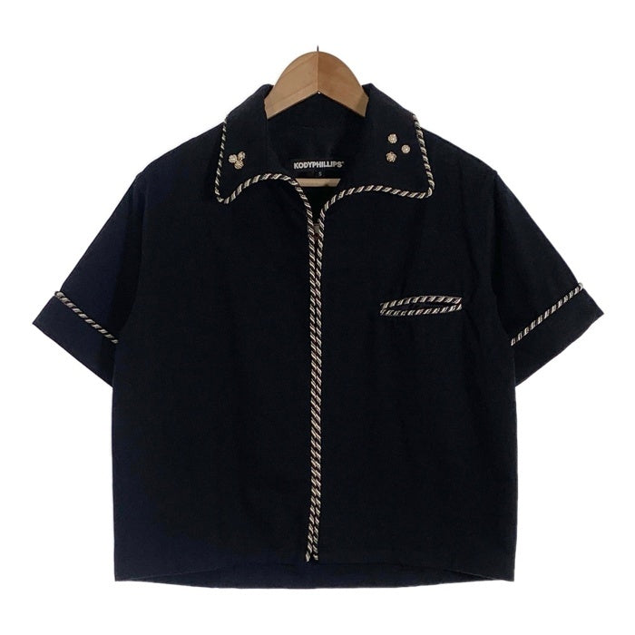 KODY PHILLIPS コディフィリップス LASSO SHIRT コットン 装飾 半袖シャツ ブラック Size S 福生店