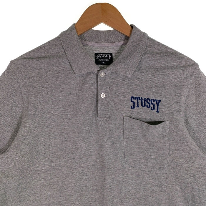 STUSSY ステューシー 刺繍 半袖 ポロシャツ グレー Size M 福生店