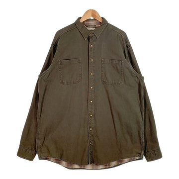 L.L.Bean エルエルビーン ダック地 シャツジャケット 裏地フランネル カーキ カナダ製 Size XL 福生店