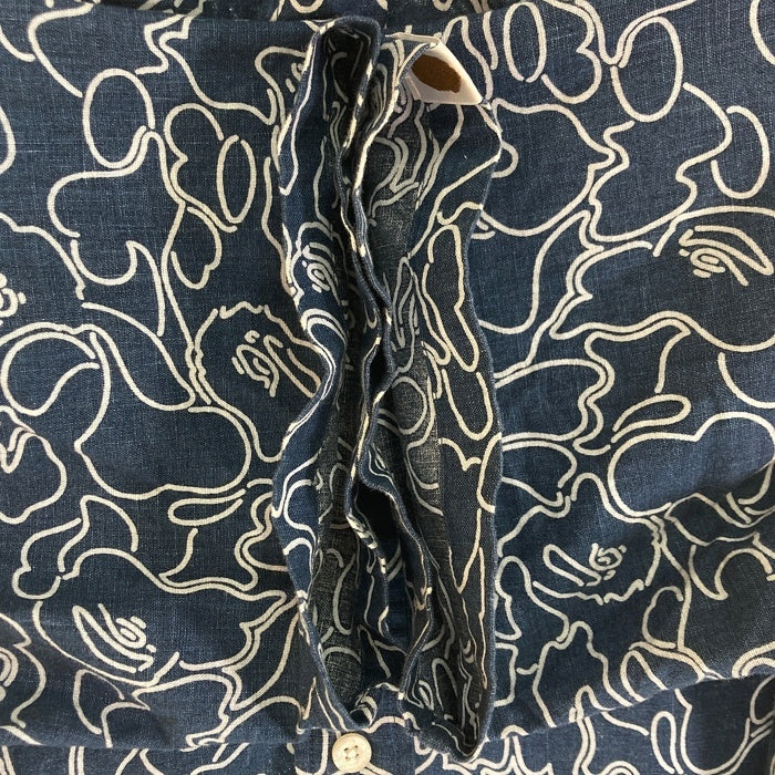 A BATHING APE アベイシングエイプ ゴリラ 迷彩総柄 半袖シャツ ネイビー sizeXL 瑞穂店