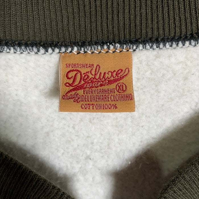 DELUXE WEAR デラックスウエア 雪柄 ハーフジップ スウェットトレーナー オリーブ Size XL 福生店