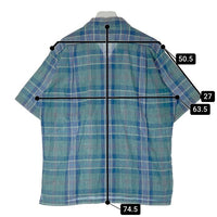 L.L.Bean エルエルビーン リネン混 オープンカラー 半袖シャツ グリーン×ブルー sizeL 瑞穂店