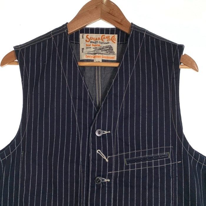 SUGAR CANE シュガーケーン ウォバッシュストライプ ワークベスト ネイビー  Size 40 福生店