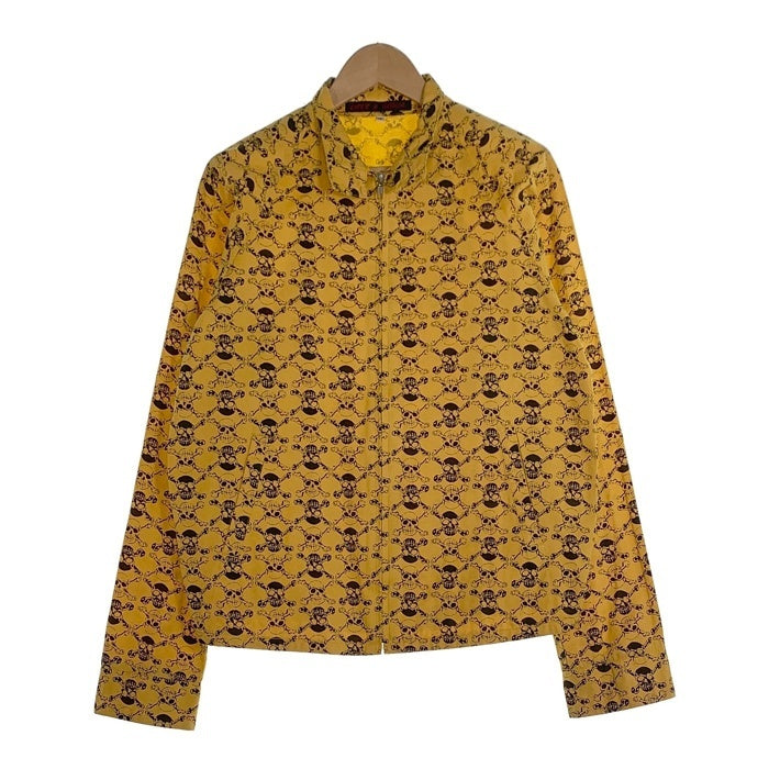 LIFE`S A BEACH ライフズアビーチ 復刻 スカルボーンプリント スウィングトップ ブルゾン ジャケット イエロー 薄手 Size M 福生店