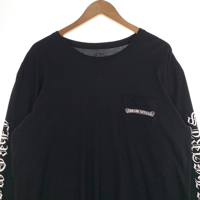 CHROME HEARTS クロムハーツ CH Scroll Logo L/S Pocket Tee スクロールラベルバックプリント ロングスリーブ ポケットTシャツ アーム 長袖 ブラック Size XL 福生店