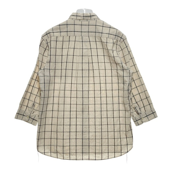 SUGAR CANE シュガーケーン SC36544 リネン混 ウィンドウペーン 七分丈 シャツ オフホワイト×ブラック ボタン付き sizeM 瑞穂店