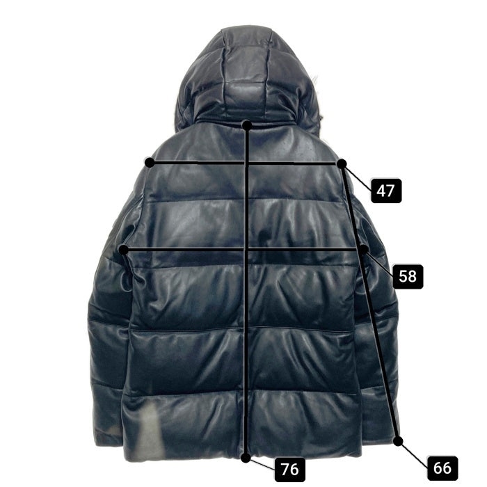 SEDUCTION de NICOLE  オールレザーダウンジャケット　ブラック  48 ※色ヤケあり 瑞穂店