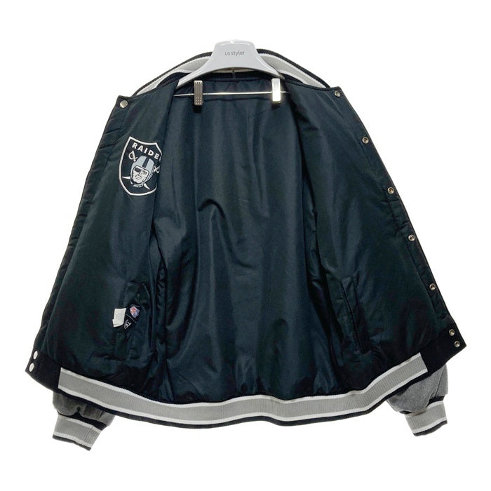 NFL LAS VEGAS RAIDERS ラスベガス・レイダース リバーシブル ウールジャケット スタジャン ブラックxグレー TEAM APPAREL Size L 瑞穂店