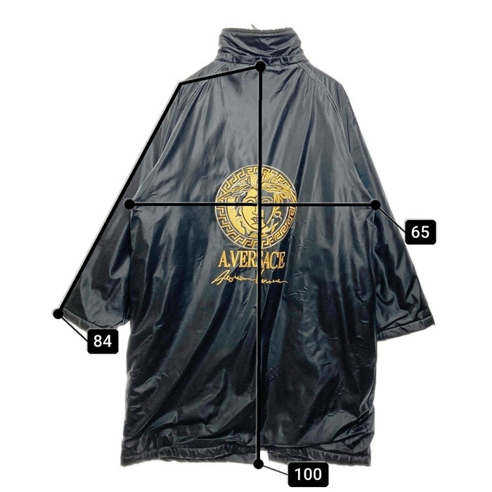 A.VERSACE ヴェルサーチ PVC ベンチコート 刺繍ロゴ ブラック sizeM 瑞穂店