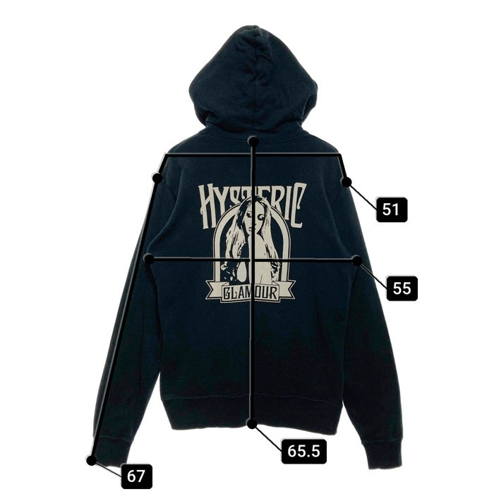 HYSTERIC GLAMOUR ヒステリックグラマー プルオーバースウェットパーカー ガールプリント ブラック 0294CF01 Size L 瑞穂店