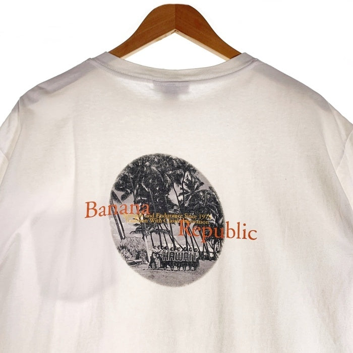 90`s BANANA REPUBLIC バナナリパブリック プリント ポケットTシャツ ホワイト USA製 Size M 福生店