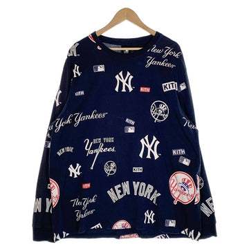 KITH キス 20AW MLB ニューヨーク・ヤンキース 総柄プリント ロングスリーブTシャツ ネイビー Size XL 福生店