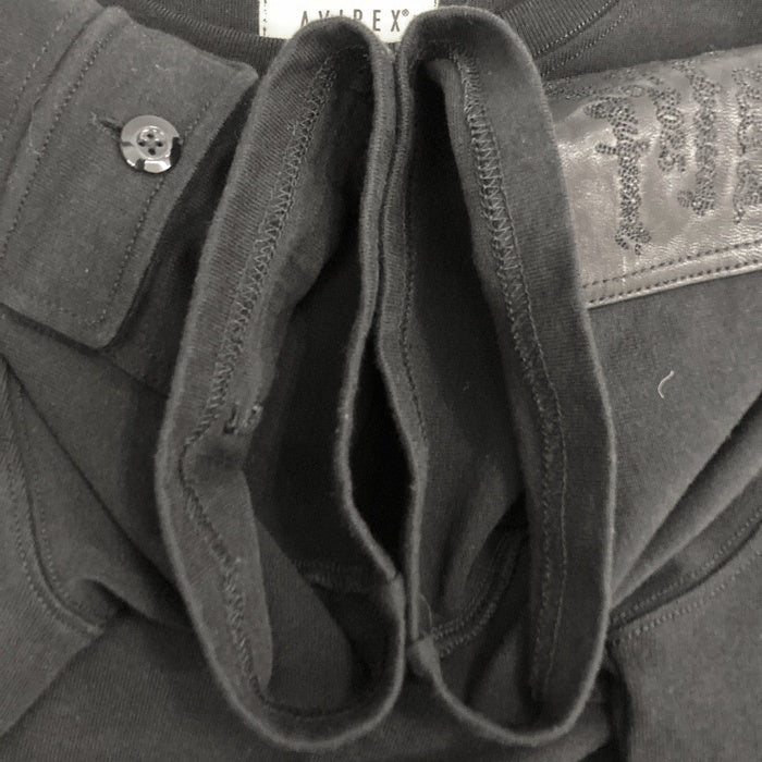 AVIREX アヴィレックス 783-5135606 50th Anniversary LEATHER PATCHED FATIGUE T-SHIRT レザーパッチ ファティーグ Tシャツ ブラック sizeF 瑞穂店