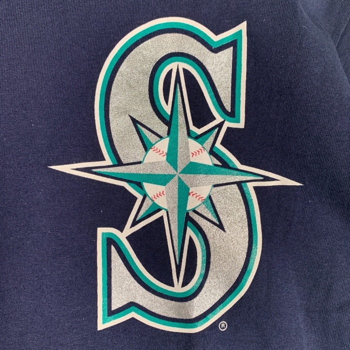 90's majestic マジェスティック Seattle Mariners シアトルマリナーズ 半袖 Tシャツ ネイビー USA製 Size L 福生店