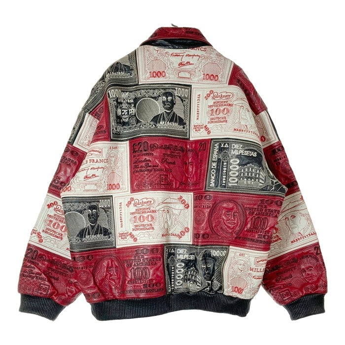 AL WISSAM アルウィッサム MONEY PATCHWORK LEATHER JACKET 世界紙幣 レザー パッチワーク レザージャケット ブラック size52 瑞穂店